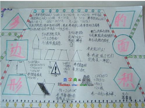 多边形的面积手抄报一等奖，四年级下册数学多边形的面积手抄报