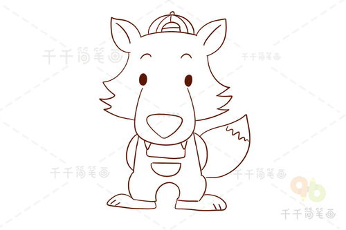 大灰狼简笔画彩色，躺着的大灰狼简笔画
