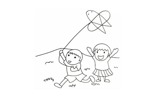 小孩放风筝的简笔画不是手抄报，小孩放风筝的简笔画带颜色