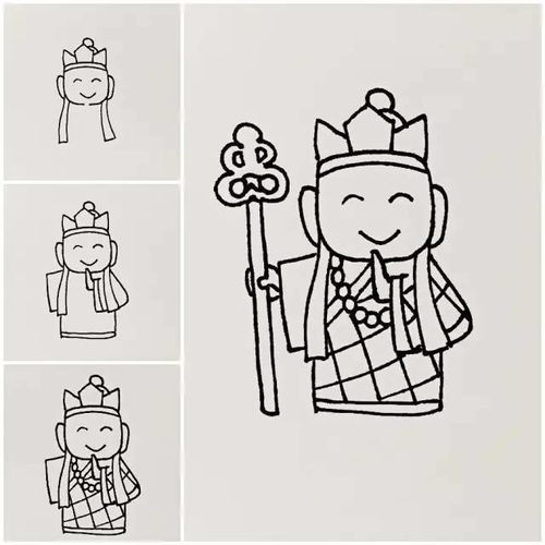 唐僧简笔画教程视频，唐僧简笔画图片大全