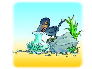 乌鸦喝水图片卡通，乌鸦喝水图片绘画