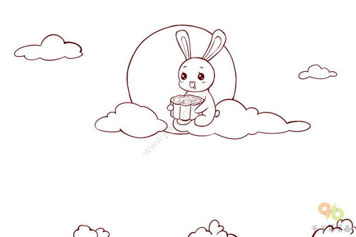 玉兔简笔画图片，古风玉兔简笔画