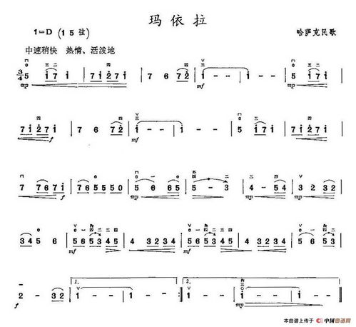 哪位好心人可以给我《玛依拉变奏曲》五线谱!太感谢了!