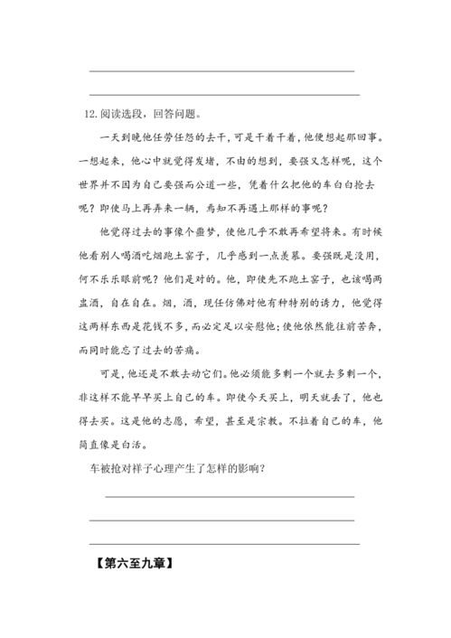 骆驼祥子第九章批注图片高清，骆驼祥子第九章批注加原文
