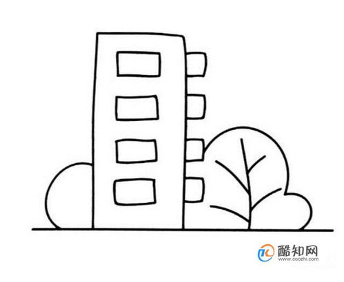 楼房简笔画儿童画，城市楼房简笔画