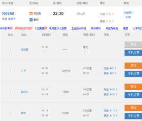 k9260列车途经站点时刻表，k9260次列车时刻表