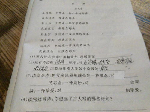 乡愁 阅读答案，乡愁现代文阅读答案