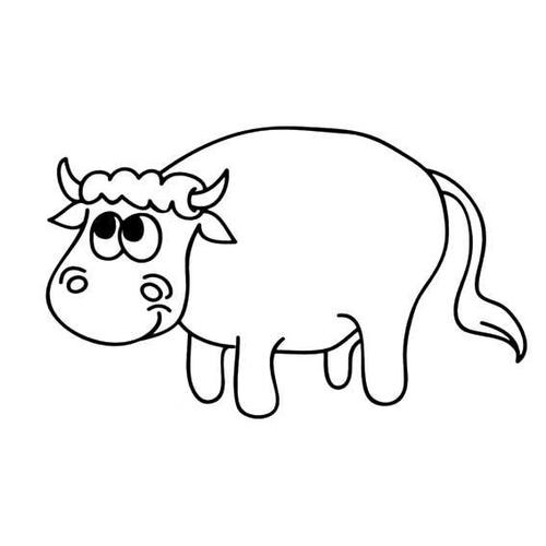 儿童画牛简笔画朝右，儿童画牛简笔画图片