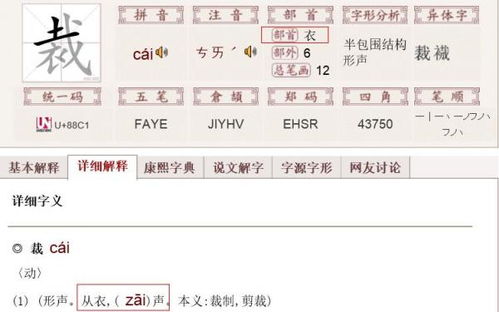 裁的偏旁是什么