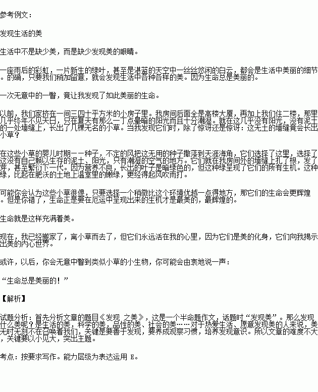 发现美的话题作文