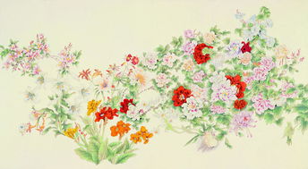 百花图国画，百花图卷南宋