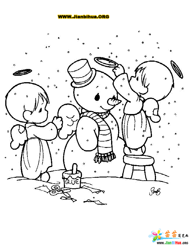 冬天下雪简笔画，下雪简笔画图片大全可爱