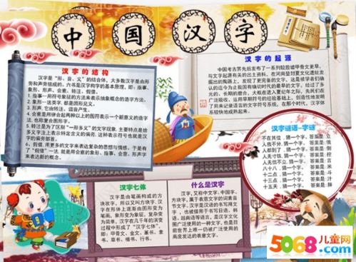 以汉字为主题的手抄报 一等奖，以汉字为主题的手抄报8开