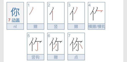 你的笔顺怎么写