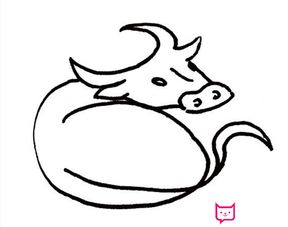 水牛简笔画图片大全，水牛简笔画彩色可爱