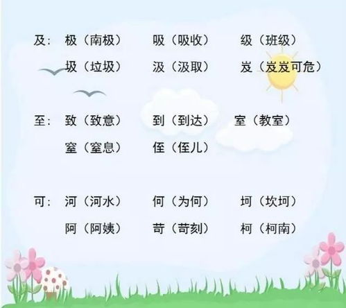勾加偏旁变新字，勾加偏旁组字