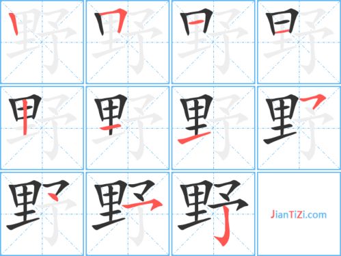 找的笔画顺序，野的笔画顺序写法
