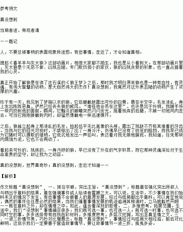 真没想到作文700字