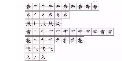 一年级生字笔画顺序表
