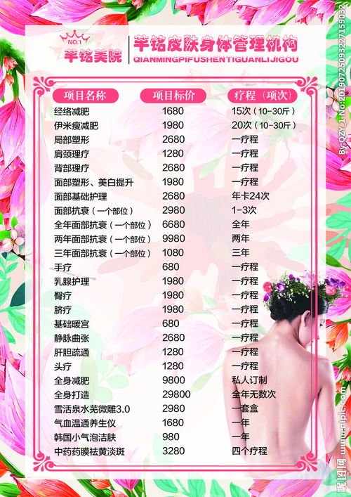 美容院项目价格表图片，美容院项目没做可以退款吗