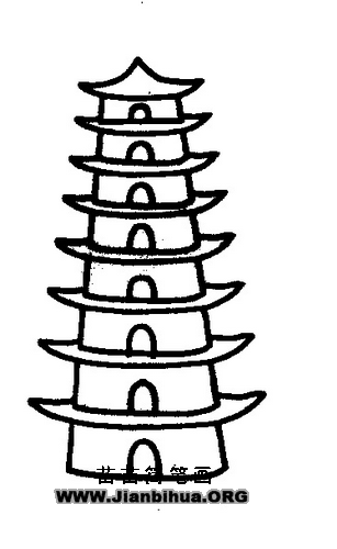 塔简笔画简单，雷峰塔简笔画