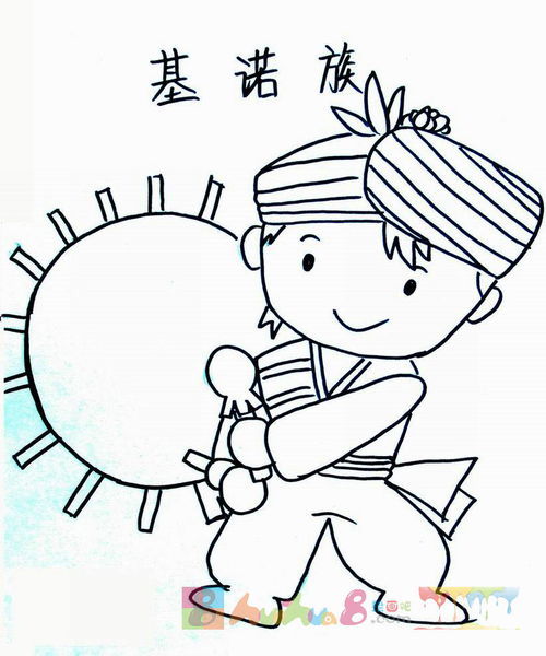 五十六个民族简笔画涂色，五十六个民族简笔画彩色