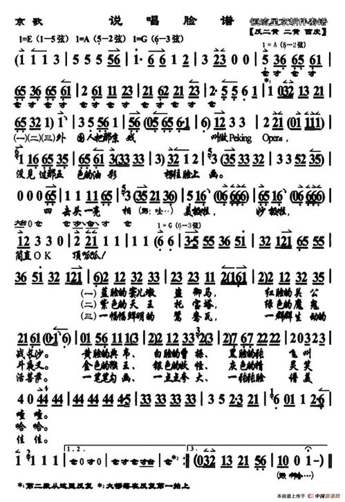 说唱脸谱的钢琴谱