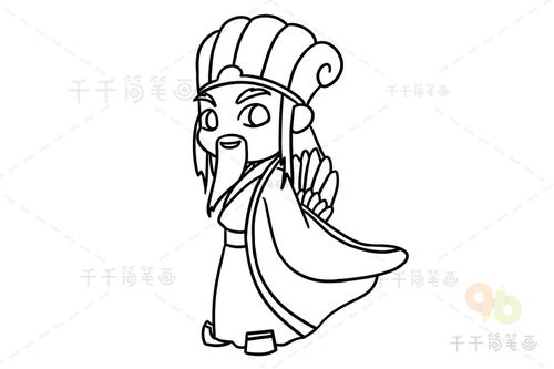 Q版诸葛亮黄金分割率简笔画