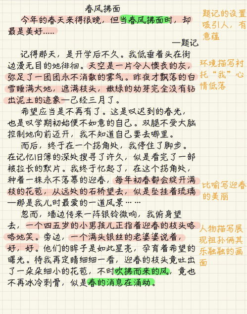 春风作文500字，春风作文二年级