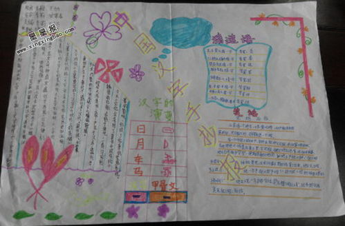 中国汉字手抄报模板，有趣的中国汉字手抄报