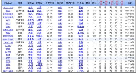 太原到介休火车时刻表查询结果，介休到重庆高铁时刻表查询