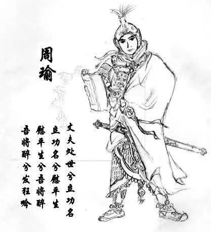三气周瑜简笔画，周瑜简笔画帅气