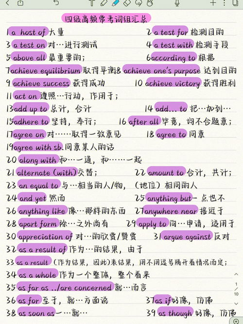 英语四级常用的词组有哪些?