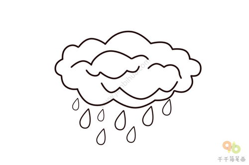 有趣的下雨天简笔画，下雨天简笔画 一幅画