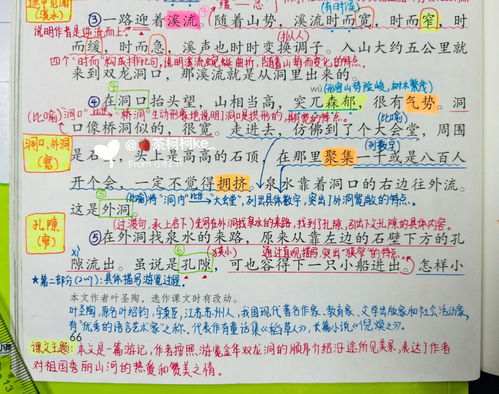 记金华的双龙洞课文笔记，记金华的双龙洞课文原文图片