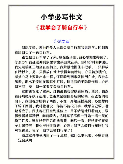 我学会了骑自行车作文300字，我学会了骑自行车作文300字免费