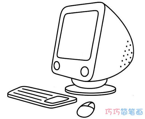 电脑简笔画彩色，台式电脑简笔画