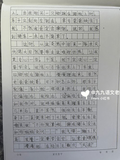 我学会了骑自行车优秀作文