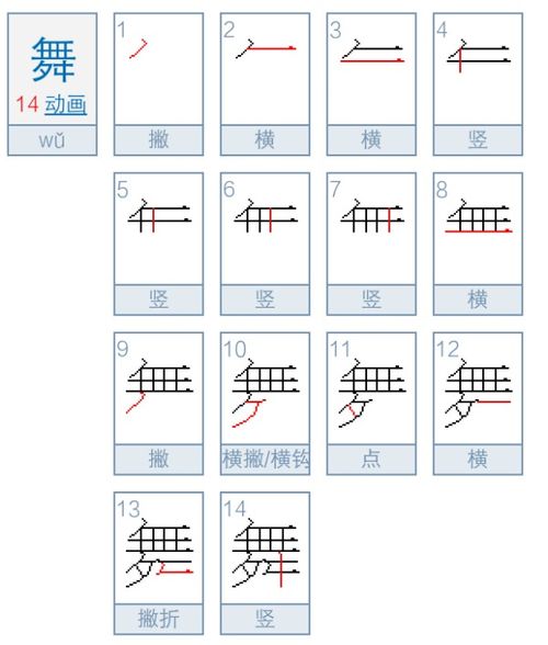 狂的笔画顺序，舞的笔画数