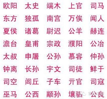 中国复姓有哪些