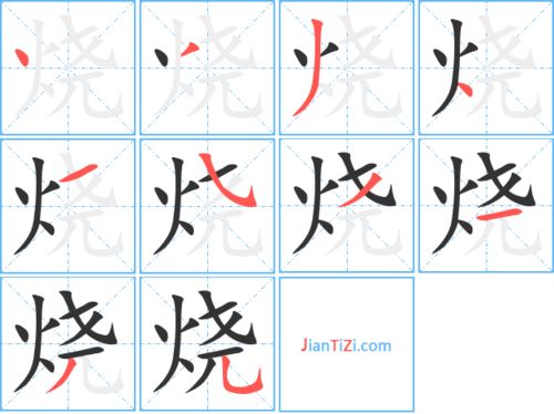 烧字的笔顺笔画顺序，烧字的笔顺写法