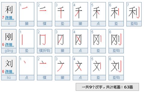 刘笔画顺序怎么写