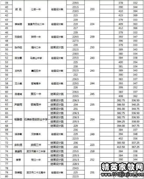 湖北美术学院专科分数线是多少