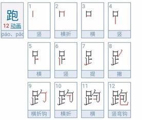 生字笔顺笔画，跑字笔顺组词