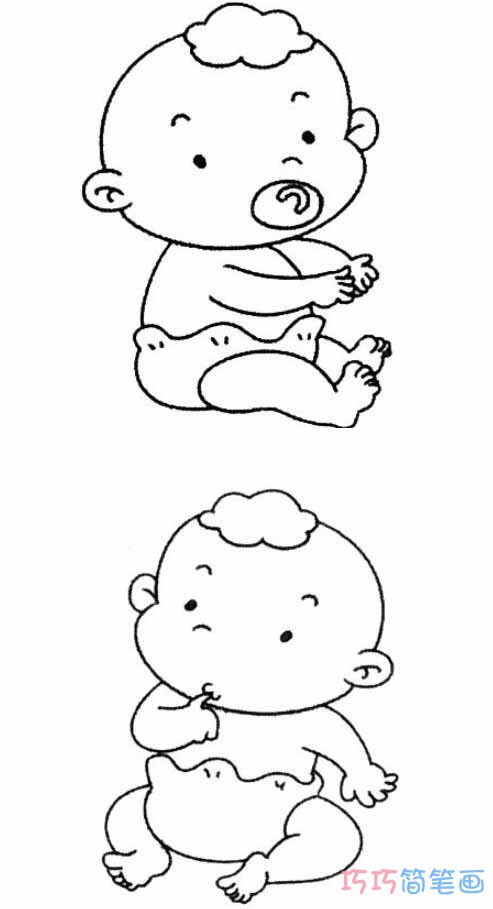 婴儿简笔画 人物 男孩，可爱婴儿简笔画
