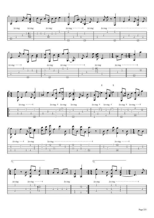 风之诗指弹吉他谱(押尾桑)wind song