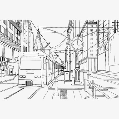 王府井街道简笔画，唐朝街道简笔画