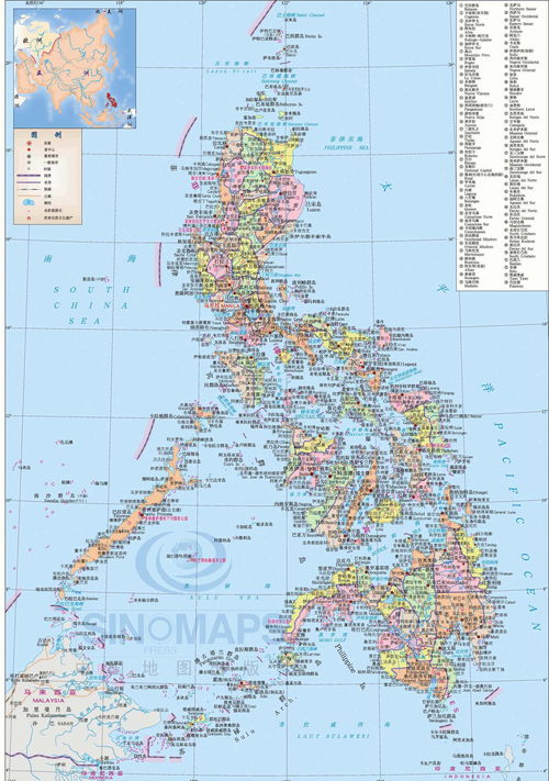 菲律宾在地图上哪个位置，菲律宾地图中文版全图