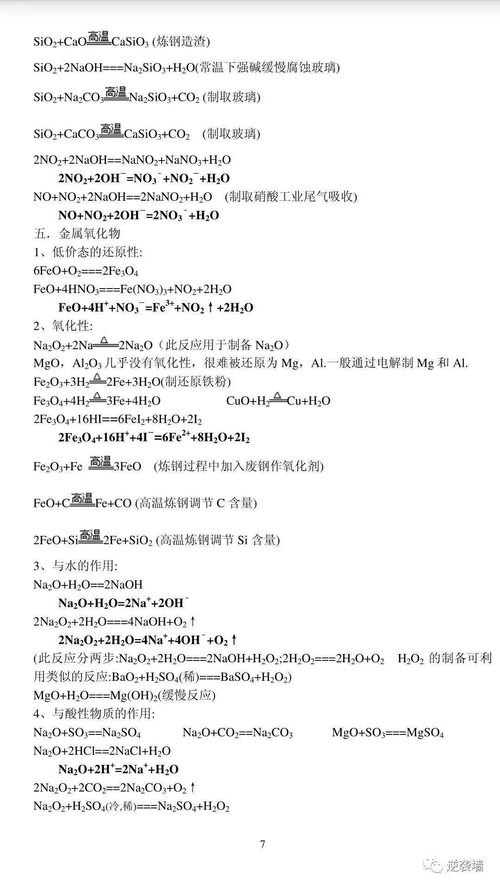 高中化学方程式总结归纳完整版，高中化学方程式总结手册
