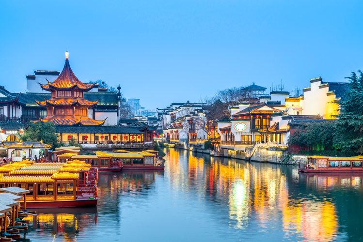秦淮河画舫游船门票，秦淮河夜景